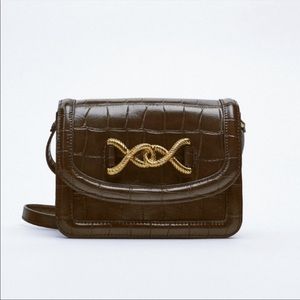 Zara Animal Print Brown Crossbody Bag